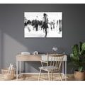 CANVAS PRINT SILHOUETTES OF PEOPLE IN A BIG CITY IN BLACK AND WHITE - BLACK AND WHITE PICTURES - PICTURES