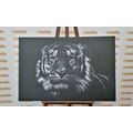 WANDBILD TIGER IN SCHWARZ-WEISS - SCHWARZ-WEISSE BILDER - BILDER