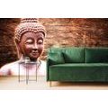 WALLPAPER BUDDHA STATUE ON A WOODEN BACKGROUND - WALLPAPERS FENG SHUI - WALLPAPERS