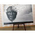 CANVAS PRINT ABSTRACT FACE IN THE FORM OF A TREE - BLACK AND WHITE PICTURES - PICTURES