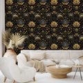 SAMOLEPÍCÍ FOTOTAPETA ZLATÉ KVĚTY NA TMAVÉM POZADÍ - ΤΑΠΕΤΣΑΡΊΑ ΜΕ ΣΧΈΔΙΑ - ΤΑΠΕΤΣΑΡΊΕΣ