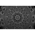 CANVAS PRINT ORIENTAL MANDALA IN BLACK AND WHITE - BLACK AND WHITE PICTURES - PICTURES