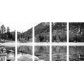 5-PIECE CANVAS PRINT LAKE IN BEAUTIFUL NATURE IN BLACK AND WHITE - BLACK AND WHITE PICTURES - PICTURES