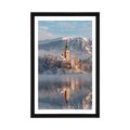 POSTER MIT PASSEPARTOUT KIRCHE AM BLEDER SEE IN SLOWENIEN - NATUR - POSTER