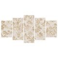 5-TEILIGES WANDBILD GOLDENE ORIENTALISCHE LANDSCHAFT - BILDER MIT FENG SHUI-MOTIVEN - BILDER