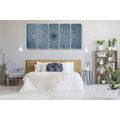 5-PIECE CANVAS PRINT DARK BLUE MANDALA FLOWER - PICTURES FENG SHUI - PICTURES