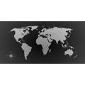 DECORATIVE PINBOARD WORLD MAP IN SHADES OF GRAY - PICTURES ON CORK - PICTURES