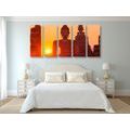 5-TEILIGES WANDBILD BUDDHA-STATUE INMITTEN VON STEINEN - BILDER MIT FENG SHUI-MOTIVEN - BILDER