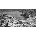 CANVAS PRINT BLACK AND WHITE COAST OF ITALY - BLACK AND WHITE PICTURES - PICTURES