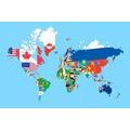 CANVAS PRINT WORLD MAP WITH FLAGS - PICTURES OF MAPS - PICTURES