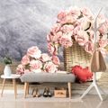 SELF ADHESIVE WALL MURAL BOUQUET OF CARNATIONS IN A BASKET - SELF-ADHESIVE WALLPAPERS - WALLPAPERS