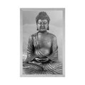 PLAKÁT SOCHA BUDDHY V MEDITUJÍCÍ POLOZE V ČERNOBÍLÉM PROVEDENÍ - FENG SHUI - PLAKÁTY