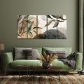 5-TEILIGES WANDBILD ZARTE BLÄTTER UND SCHATTEN - BILDER BÄUME UND LAUB - BILDER