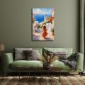 TABLEAU SUR TOILE – CHEMIN FLEURI VERS LA CÔTE - TABLEAUX DE LA MER ET DE LA PLAGE - TABLEAUX