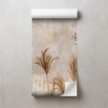ZELFKLEVEND FOTOBEHANG PAMPAGRAS OP BEIGE ACHTERGROND - FOTOBEHANG BLOEMEN - FOTOBEHANG