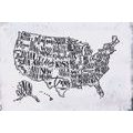 SELF ADHESIVE WALLPAPER GRAY MAP OF THE USA WITH INDIVIDUAL STATES - SELF-ADHESIVE WALLPAPERS - WALLPAPERS