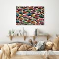 WANDBILD BUNTE RETRO-KASSETTEN - MUSIKBILDER - BILDER