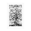 POSTER WITH MOUNT SYMBOL OF THE TREE OF LIFE IN BLACK AND WHITE - BLACK AND WHITE - POSTERS