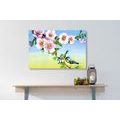 CANVAS PRINT TITMOUSES AND BLOOMING FLOWERS - VINTAGE AND RETRO PICTURES - PICTURES