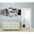 5-PIECE CANVAS PRINT ANGEL STATUE IN BLACK AND WHITE - BLACK AND WHITE PICTURES - PICTURES