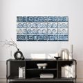 TABLEAU EN 5 PARTIES – SPIRALES BLEUES ET ORNEMENTS - TABLEAUX PAR THÈME - TABLEAUX