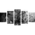 5-PIECE CANVAS PRINT FLORAL MANDALA IN BLACK AND WHITE - BLACK AND WHITE PICTURES - PICTURES