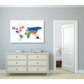 CANVAS PRINT WORLD MAP WITH FLAGS ON A WHITE BACKGROUND - PICTURES OF MAPS - PICTURES