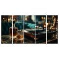 5-DÍLNÝ OBRAZ ELEGANCE WHISKY A GRAMOFONU - HUDEBNÍ OBRAZY - OBRAZY