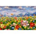 CANVAS PRINT OIL PAINTING WILD FLOWERS - PICTURES FLOWERS - PICTURES