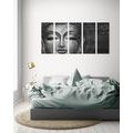 5-PIECE CANVAS PRINT BUDDHA FACE IN BLACK AND WHITE - BLACK AND WHITE PICTURES - PICTURES