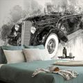 SELF ADHESIVE WALLPAPER BLACK AND WHITE RETRO CAR - SELF-ADHESIVE WALLPAPERS - WALLPAPERS