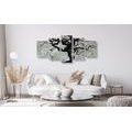 5-PIECE CANVAS PRINT ABSTRACT TREE ON WOOD - PICTURES OF TREES AND LEAVES - PICTURES