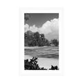 POSTER WITH MOUNT BEAUTIFUL BEACH ON THE ISLAND OF LA DIGUE IN BLACK AND WHITE - BLACK AND WHITE - POSTERS