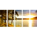 5-PIECE CANVAS PRINT SUNSET OVER THE LAKE - PICTURES OF NATURE AND LANDSCAPE - PICTURES