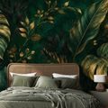 ZELFKLEVEND FOTOBEHANG LUXE GOUDEN TROPISCHE BLADEREN - FOTOBEHANG BLADEREN - FOTOBEHANG