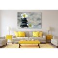 CANVAS PRINT HARMONIOUS STONES AND PLUMERIA FLOWER - PICTURES FENG SHUI - PICTURES