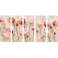 5-RÉSZES KÉP RÓZSASZÍN TULIPÁNOK - VIRÁGMINTÁS KÉPEK - KÉPEK