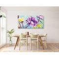 CANVAS PRINT PAINTING OF YELLOW AND PURPLE FLOWERS - PICTURES FLOWERS - PICTURES