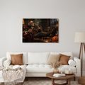 QUADRO SU TELA – SCHELETRO CON SIGARO E WHISKY - QUADRI HALLOWEEN E HORROR - STAMPE E QUADRI