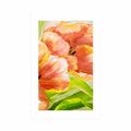 PLAKAT Z PASSE-PARTOUT CZERWONE TULIPANY W STYLU VINTAGE - KWIATY - PLAKATY