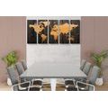 5-PIECE CANVAS PRINT ORANGE MAP ON WOOD - PICTURES OF MAPS - PICTURES