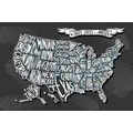 CANVAS PRINT MODERN MAP OF USA - PICTURES OF MAPS - PICTURES