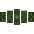 5-TEILIGES WANDBILD DETAILLIERTES DEKORATIVES MANDALA IN GRÜN - BILDER MIT FENG SHUI-MOTIVEN - BILDER