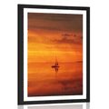 AFFICHE AVEC MONTURE BATEAU SOLITAIRE EN PLEINE MER - NATURE - AFFICHES