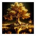 WANDBILD GOLDENER LEBENSBAUM AM SEE - BILDER BÄUME DES LEBENS - BILDER