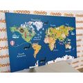 CANVAS PRINT WORLD MAP FOR CHILDREN - CHILDRENS PICTURES - PICTURES