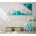 5-PIECE CANVAS PRINT MODERN BLUE ABSTRACTION - ABSTRACT PICTURES{% if product.category.pathNames[0] != product.category.name %} - PICTURES{% endif %}