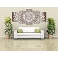 5-PIECE CANVAS PRINT MANDALA OF HARMONY ON A BROWN BACKGROUND - PICTURES FENG SHUI - PICTURES