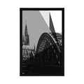 POSTER ILLUSTRATION OF THE CITY OF COLOGNE IN BLACK AND WHITE - BLACK AND WHITE - POSTERS