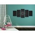 5-PIECE CANVAS PRINT ORNAMENTAL MANDALA IN BLACK AND WHITE - PICTURES FENG SHUI - PICTURES